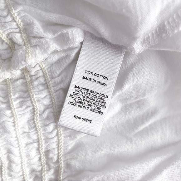 Express Floral Smocked Embroidered Flutter Sleeve Tee White Small INV222 - Picture 3 of 11